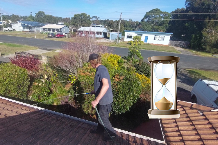 Extending lifespan: merimbula`s gutter cleaner prioritizes rinsing.