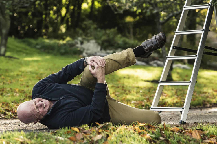 A ladder-related mishap results in a person falling during the task of gutter cleaning in merimbula.